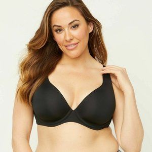 44DD Size Catherines Uplifting Plunge Bra Underwire Medium Coverage Black NWOT